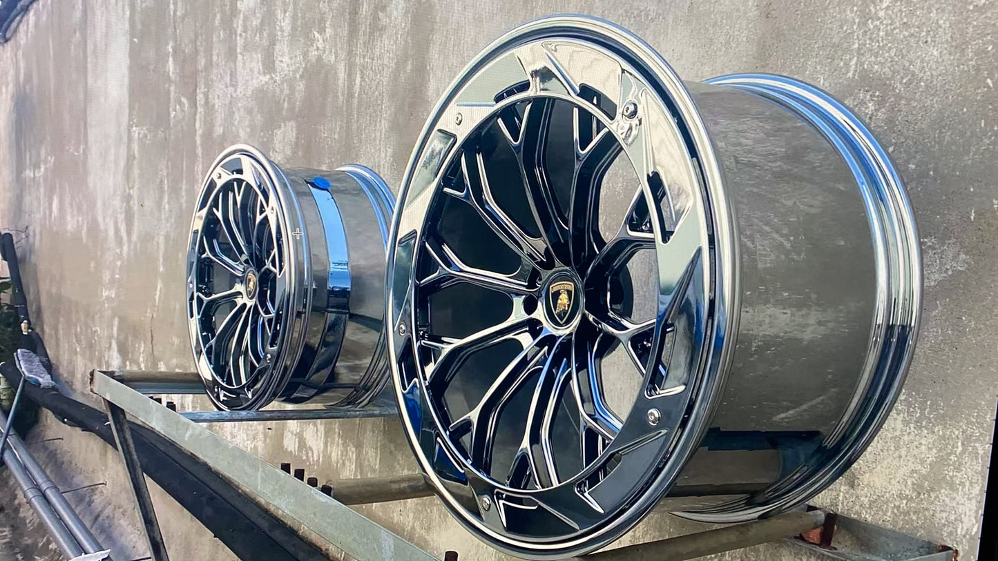 Lamborghini Huracan 2 Piece Forged Wheel Full Chrome & With Cover Aleeve (Price Per Rim) Designed for Lamborghini Huracan