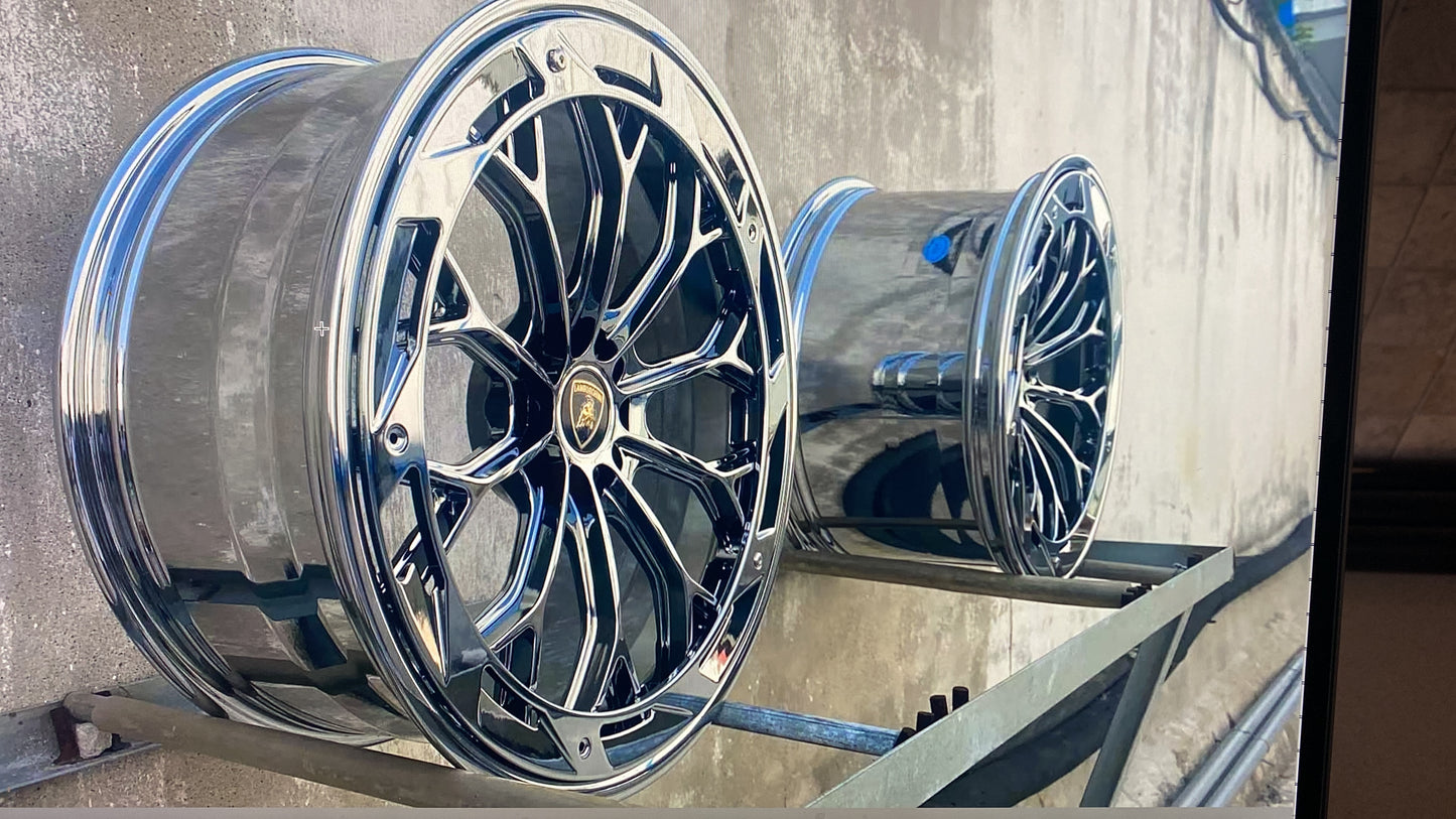 Lamborghini Huracan 2 Piece Forged Wheel Full Chrome & With Cover Aleeve  (Price Per Rim) Designed for Lamborghini Huracan